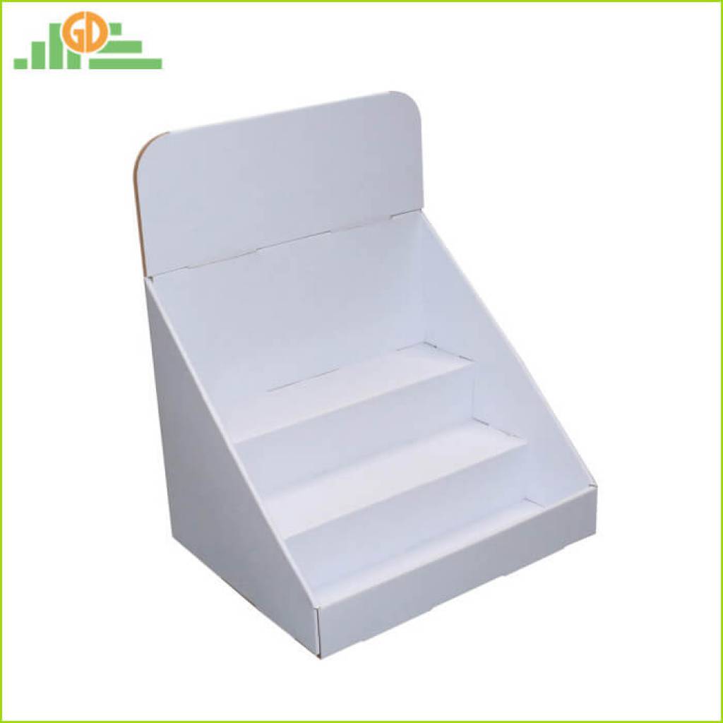 3 Tiers White Cardboard Counter Display Box for Product Retail