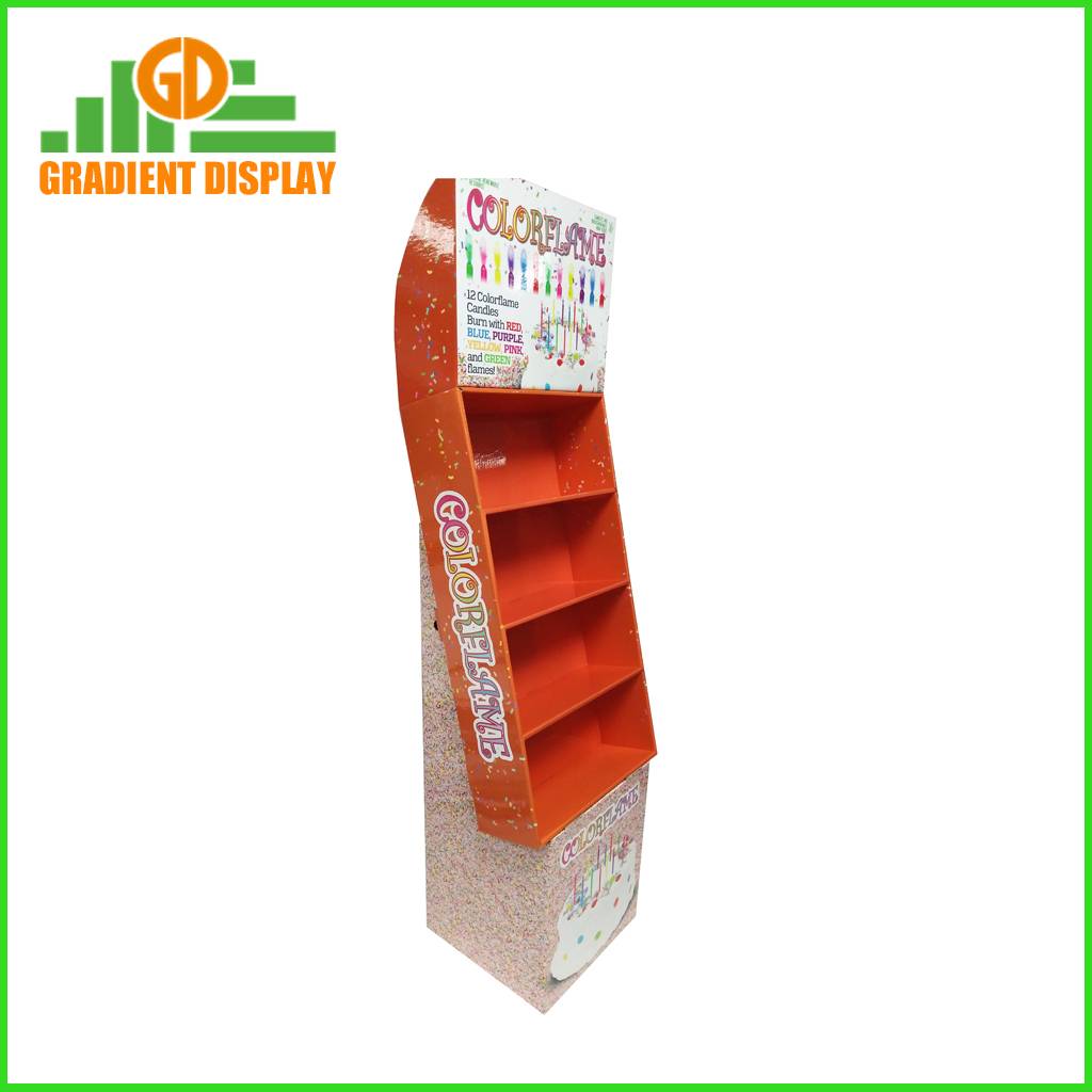 4 tiers floor cardboard display stand for Birthday Candles