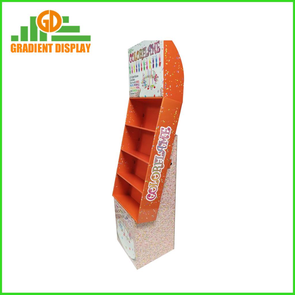 4 tiers floor cardboard display stand for Birthday Candles