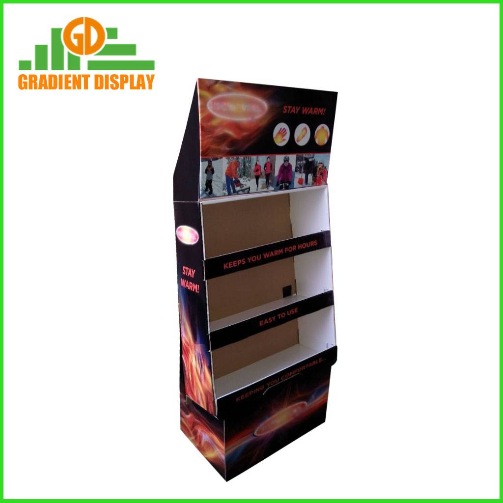 Cardboard Display Stand Carton Free Standing FSDU Corrugated POP Paper Cardboard Floor Display Rack Stands for Gloves and Hats