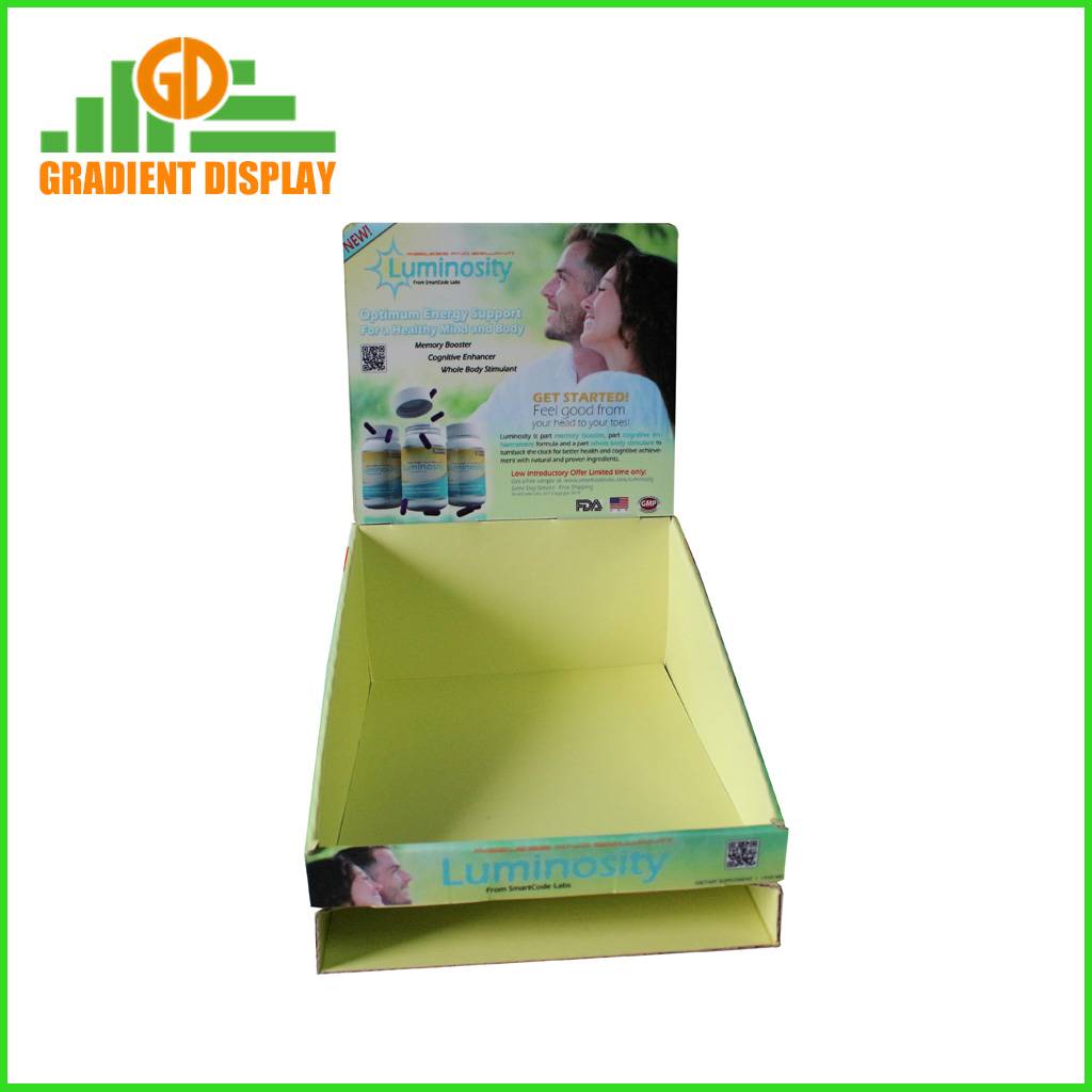 Paper PDQ Cardboard counter display for Bottle Products