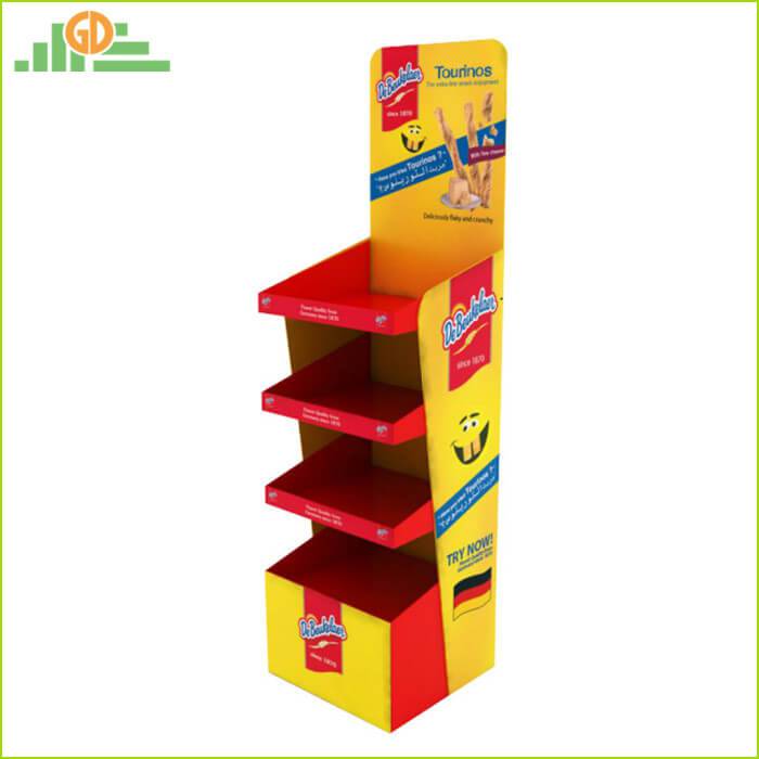 Supermarket 4 Trays Floor Stand Cardboard Display